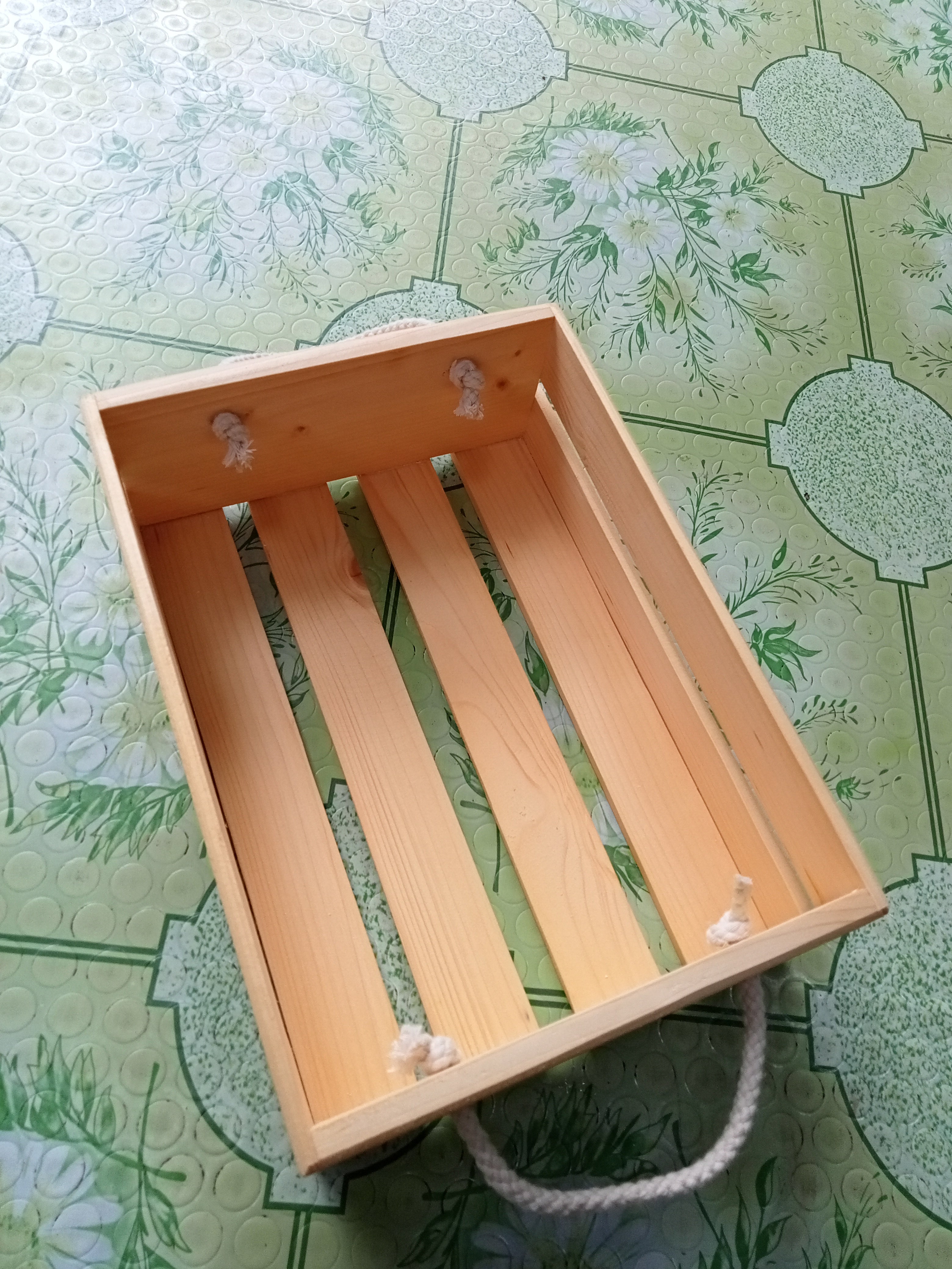 Wooden Crate with Rope Handle Palochina Wood