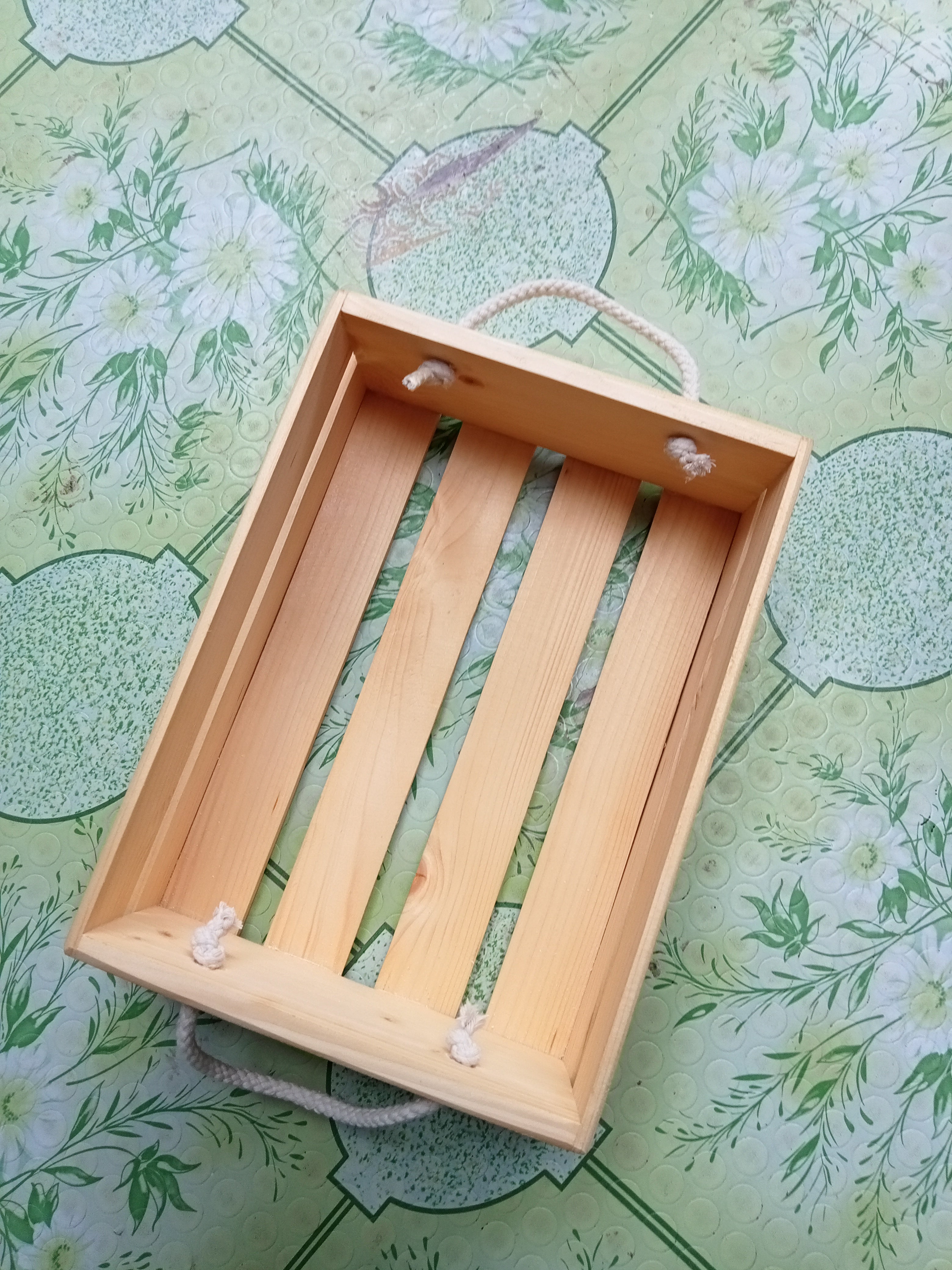 Wooden Crate with Rope Handle Palochina Wood