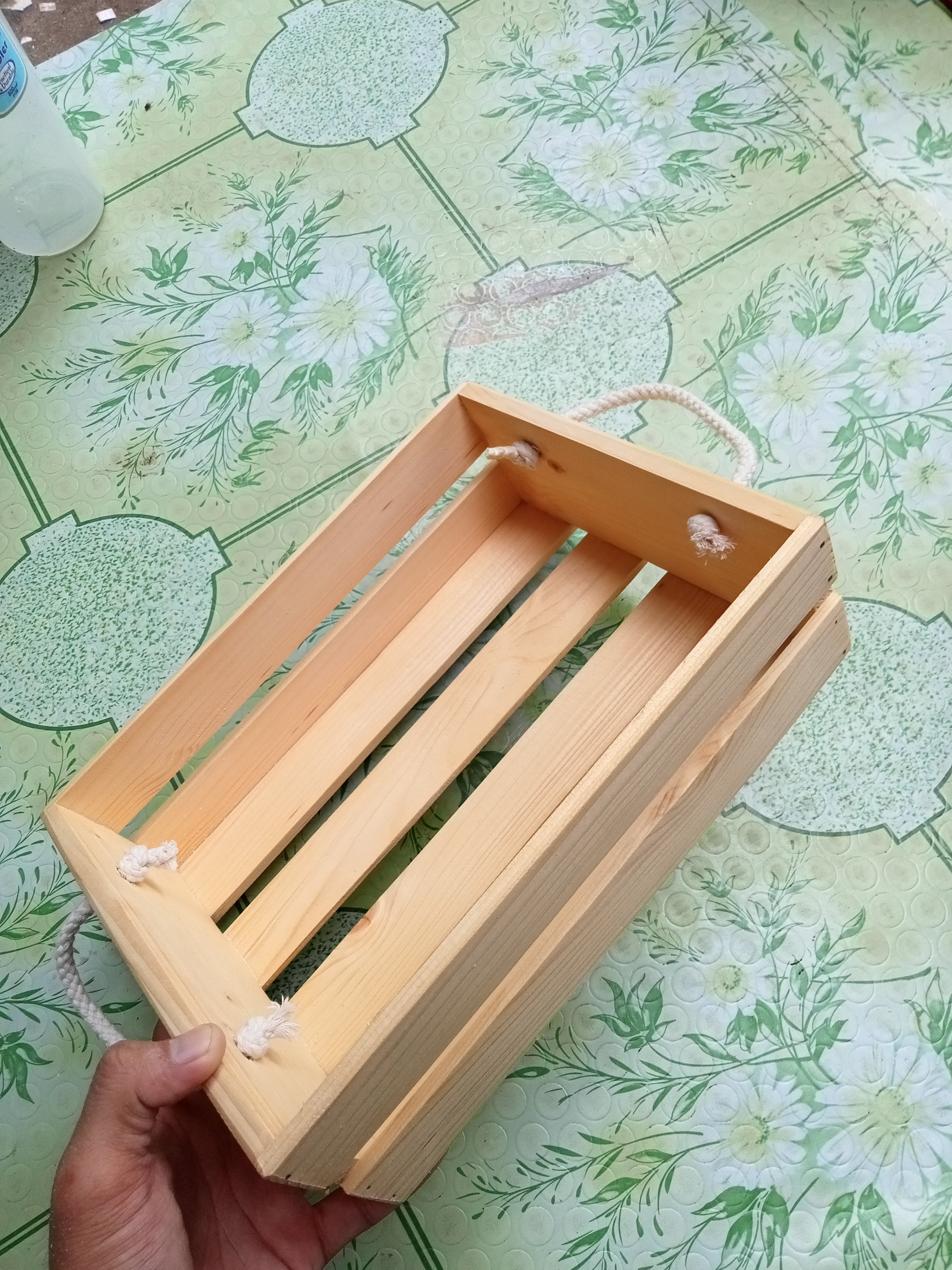 Wooden Crate with Rope Handle Palochina Wood