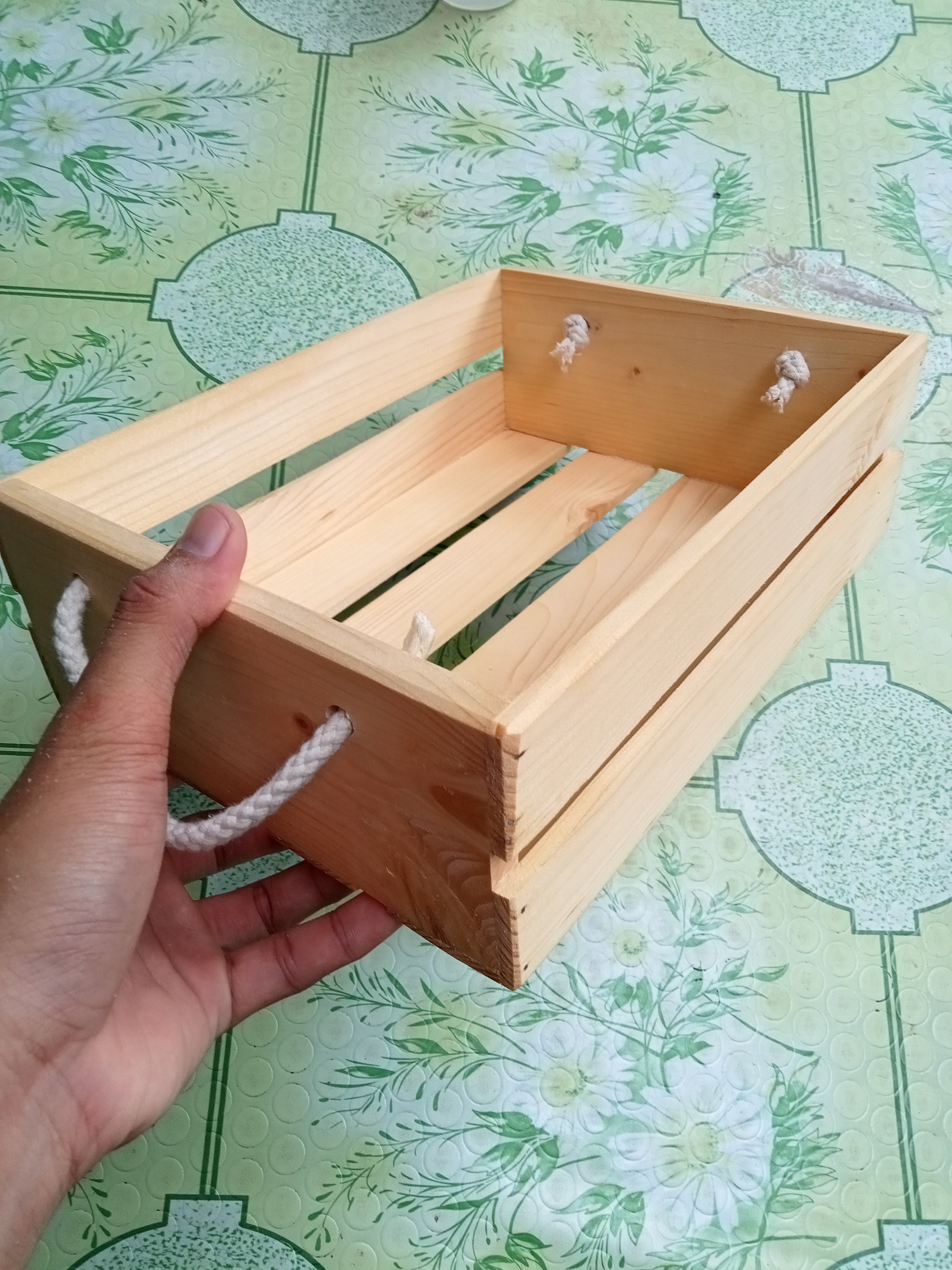 Wooden Crate with Rope Handle Palochina Wood
